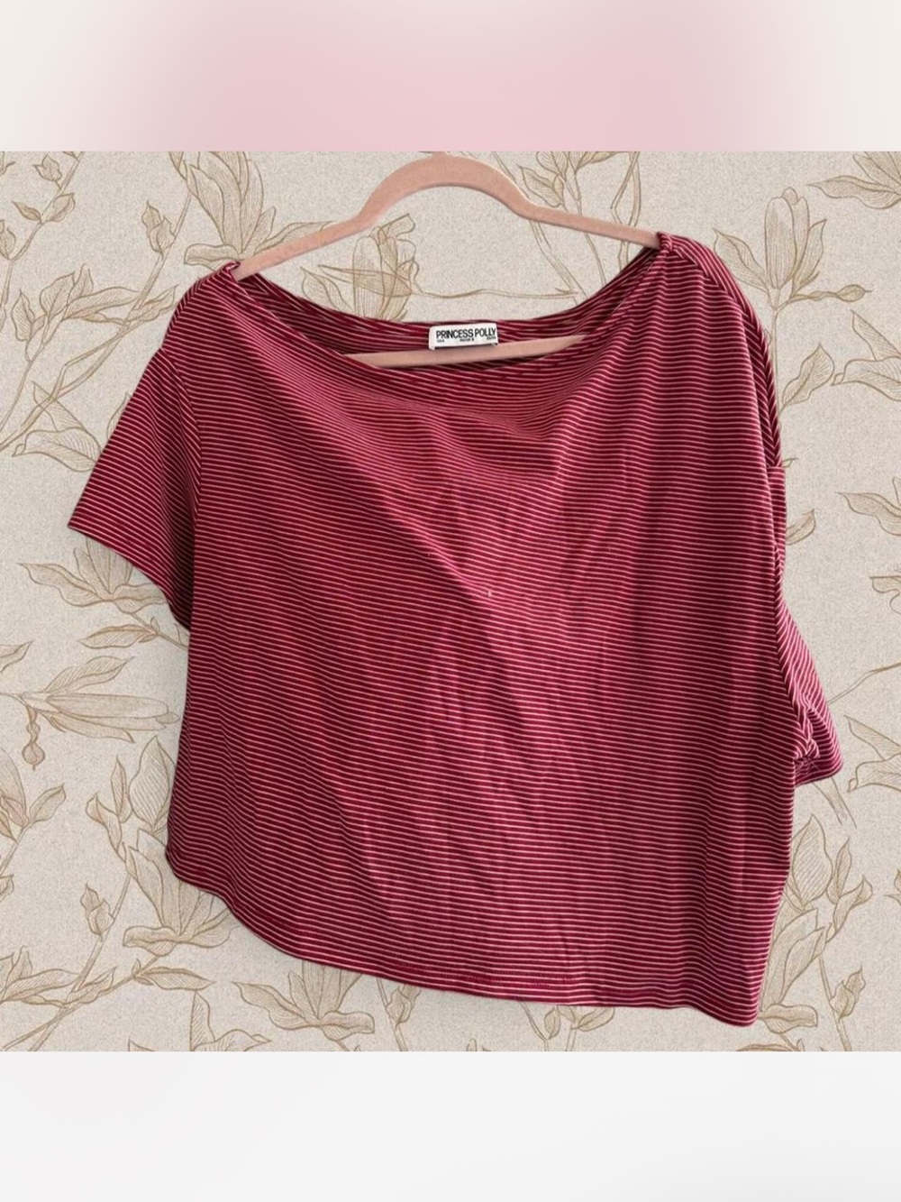 Princess Polly Wine & Black Striped Boatneck Short Sleeve Top And Short Set